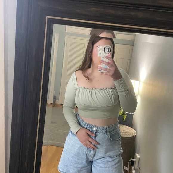 Princess Polly Tilly Long Sleeve Top Sage - Picture 3 of 7